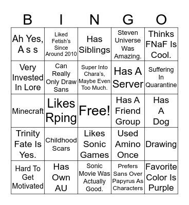 The Scarlet Bingo. Bingo Card