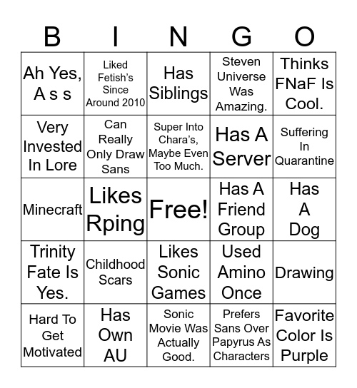 The Scarlet Bingo. Bingo Card