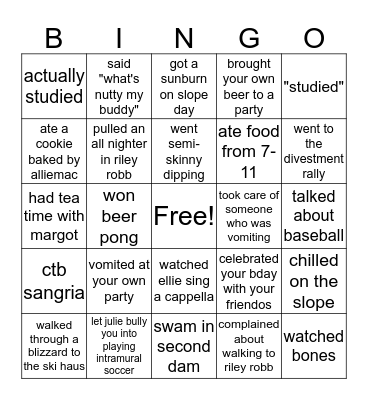 Friendship Bingo!! Bingo Card