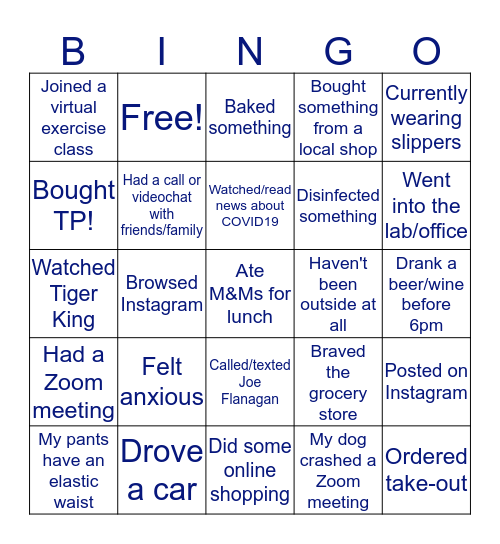 MSE Werk from Home Bingo Card