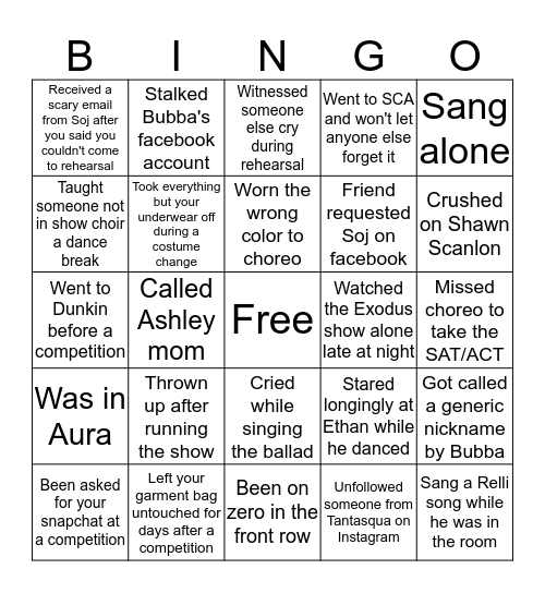 VIBE bingo Card