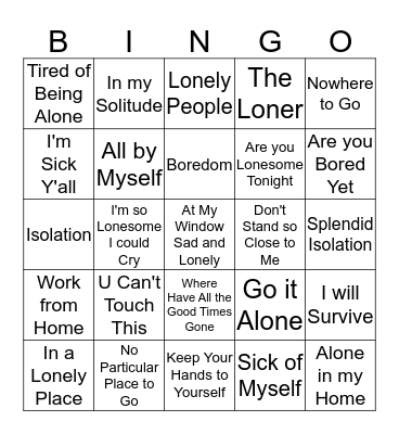 Music to Quarantine By Bingo Card