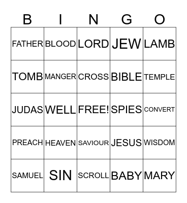 CHURCH BINGO Card