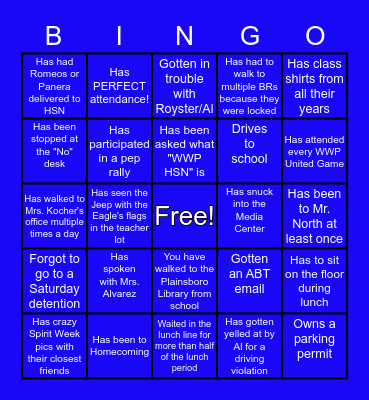 HIGH SCHOOL NORTH Bingo Card
