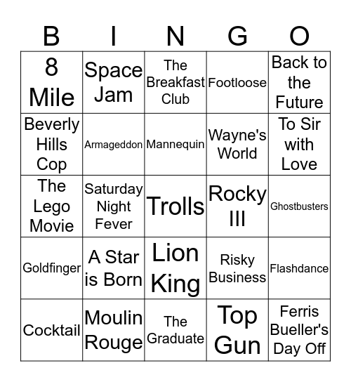 Music in Movies Bingo Card