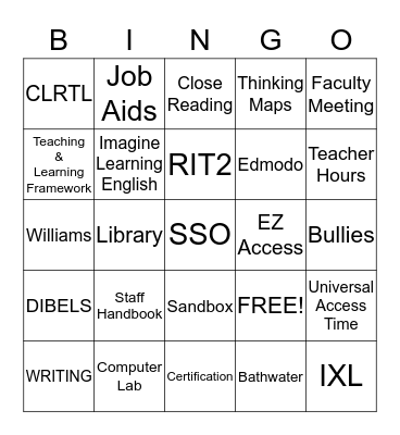 Charnock Lingo Bingo Card