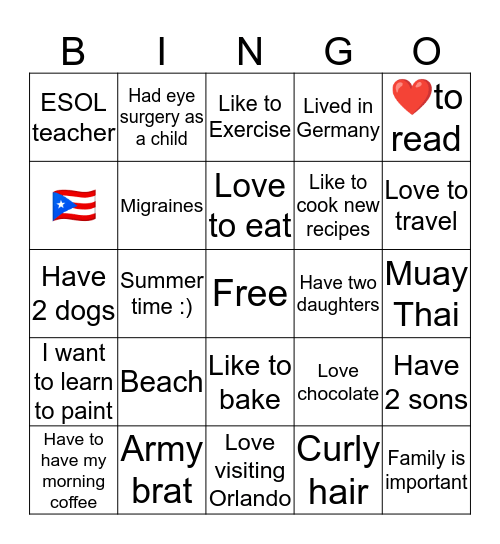 How much do you have in common with Melissalé Bingo Card