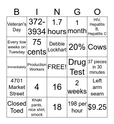 Untitled Bingo Card