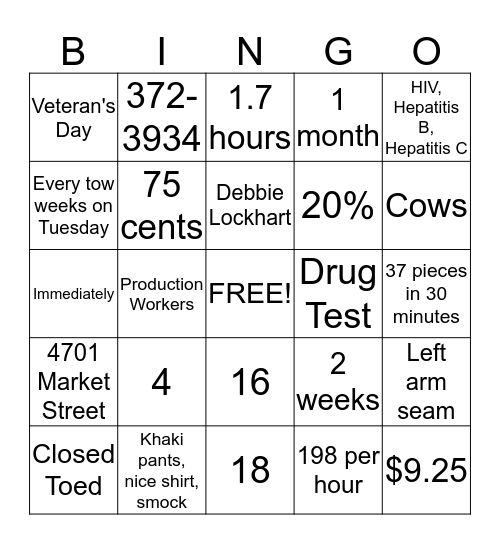 Untitled Bingo Card