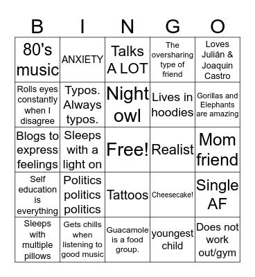 How much do we have in common? Bingo Card