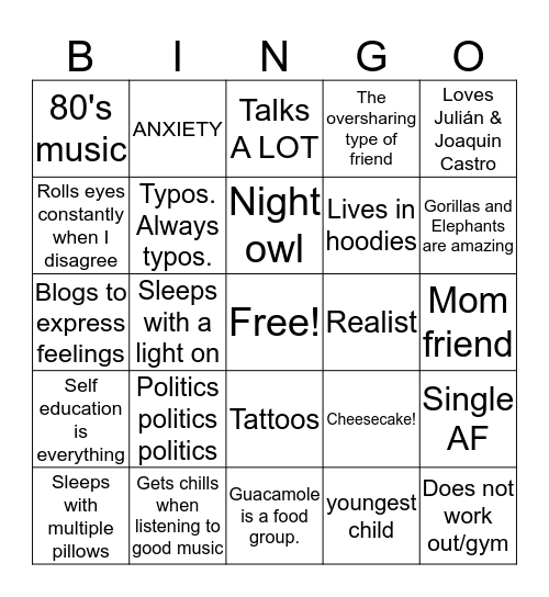How much do we have in common? Bingo Card