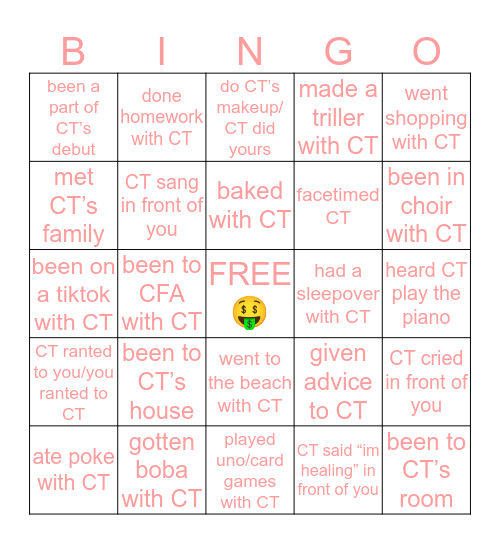 chrizelle’s bingo Card