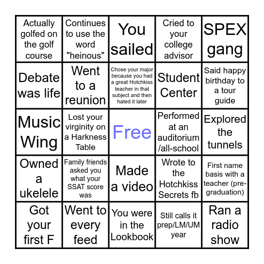 Hotchkiss Bingo v2 Bingo Card