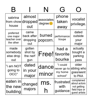 PAA Bingo Card