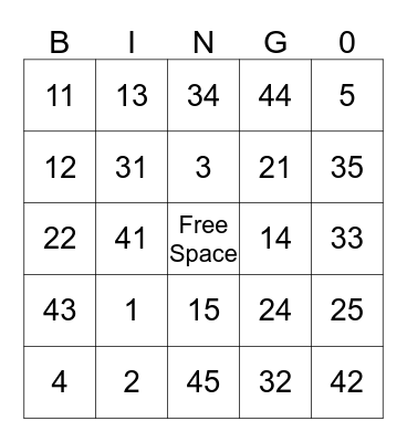 Bingo Card