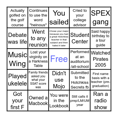 Hotchkiss Bingo v2 Bingo Card