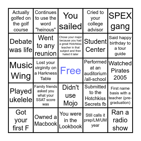 Hotchkiss Bingo v2 Bingo Card
