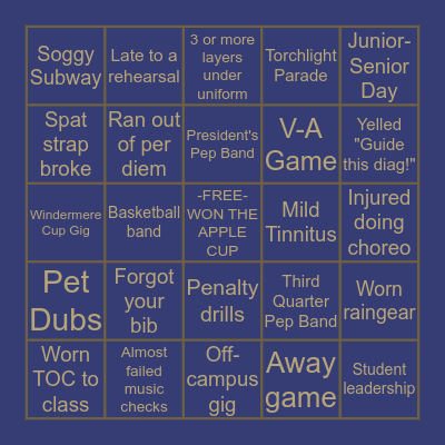 Husky Marching Band Bingo! Bingo Card