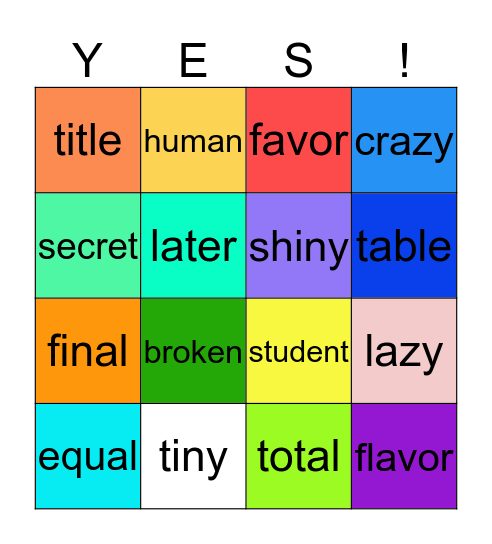 Spelling Words for Bentley! Bingo Card