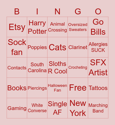 Brittany Bingo Card