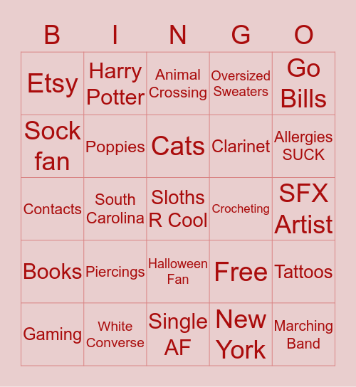 Brittany Bingo Card