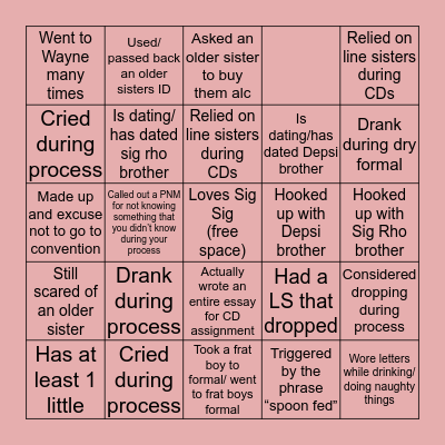 Savage Sig Sig Bingo Card