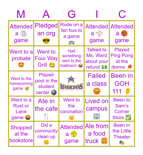 LOC Student Bingo Card