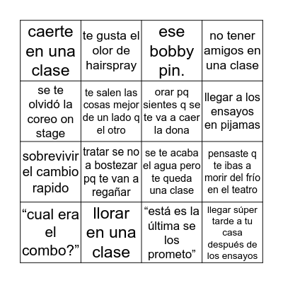 dance!! Bingo Card
