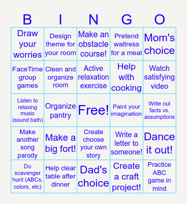 Madeline's Bingo Card
