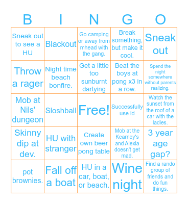 Summer 2020 Bingo Card