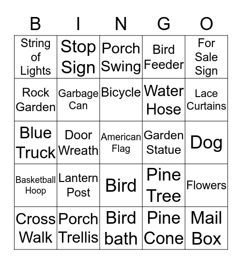 Neighborhood Bingo Card