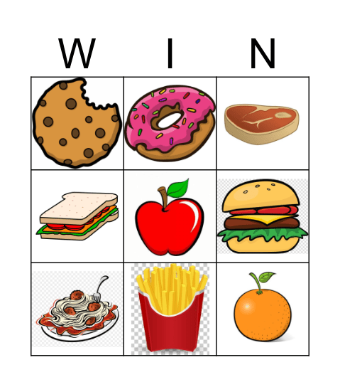 Food Bingo Card