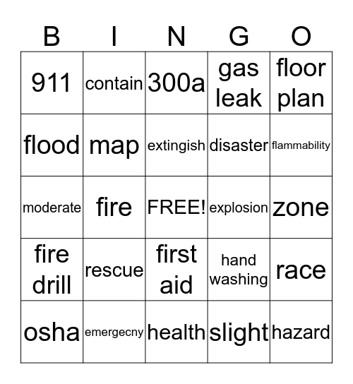 Northpointe Safety Bingo Card