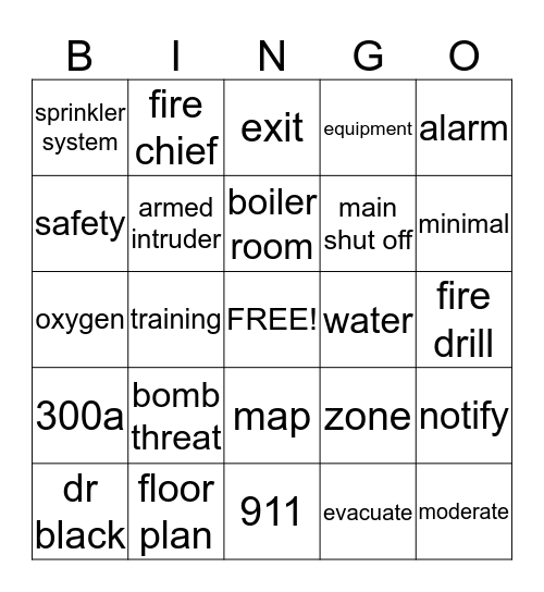 Northpointe Safety  Bingo Card