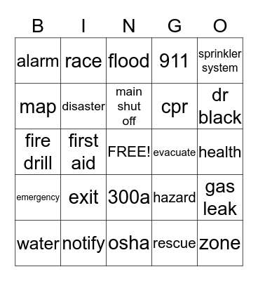 Northpointe Safety  Bingo Card