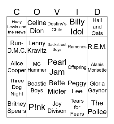 COVID Game 1 Bingo Card