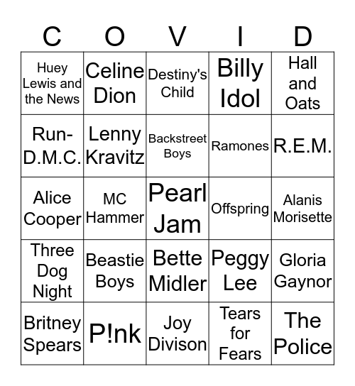 COVID Game 1 Bingo Card