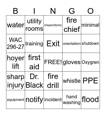 Northpointe Safety Bingo Card