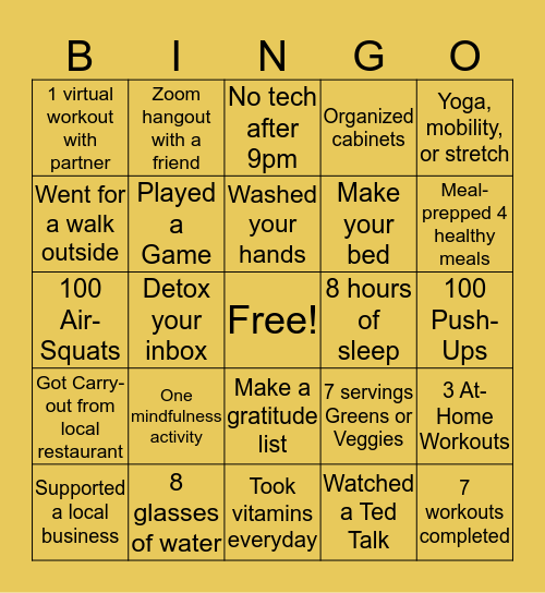 Making Lemonade Bingo Card