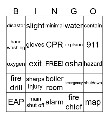 Northpointe Safety  Bingo Card