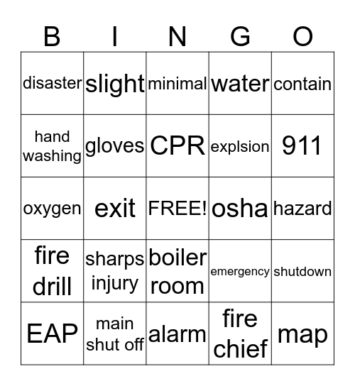 Northpointe Safety  Bingo Card