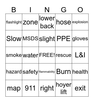 Northpointe Safety  Bingo Card