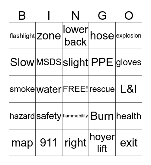 Northpointe Safety  Bingo Card
