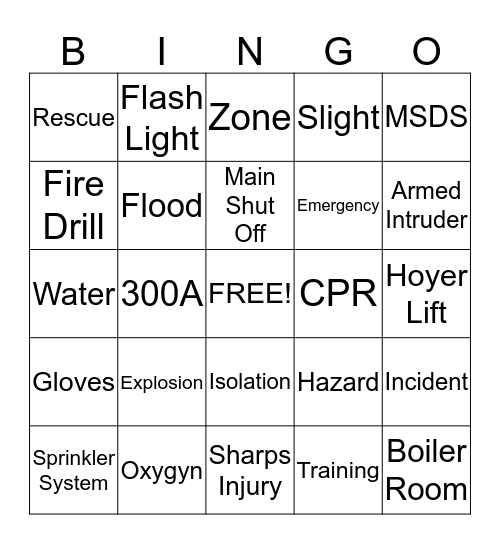 Northpointe Safety  Bingo Card