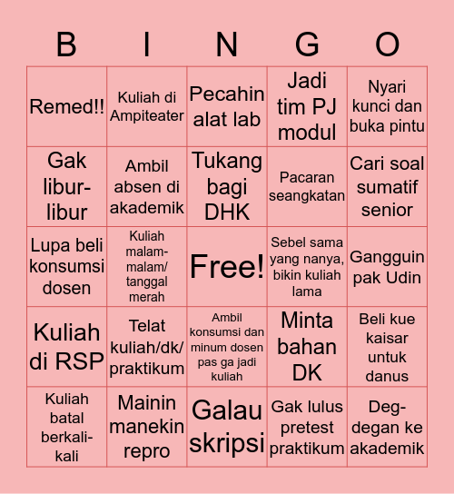 Mystery Bingo Card