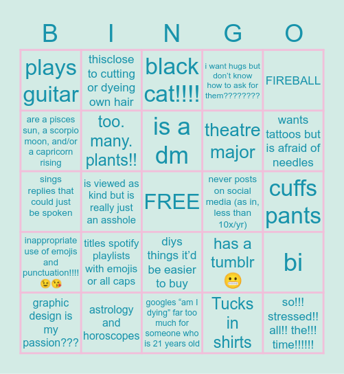 how similar are you to emily? Bingo Card