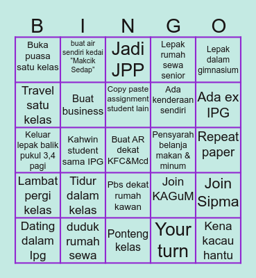 IPG Bingo Card