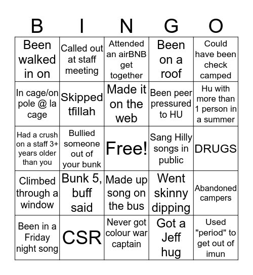 Massad bingo: spicy edition Bingo Card