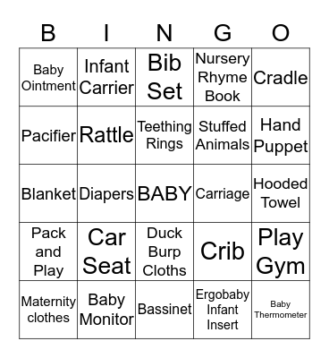 Baby Gift Bingo Card