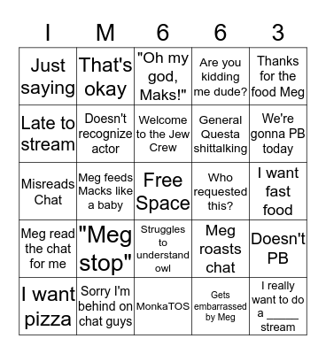 Im663 Bingo Card